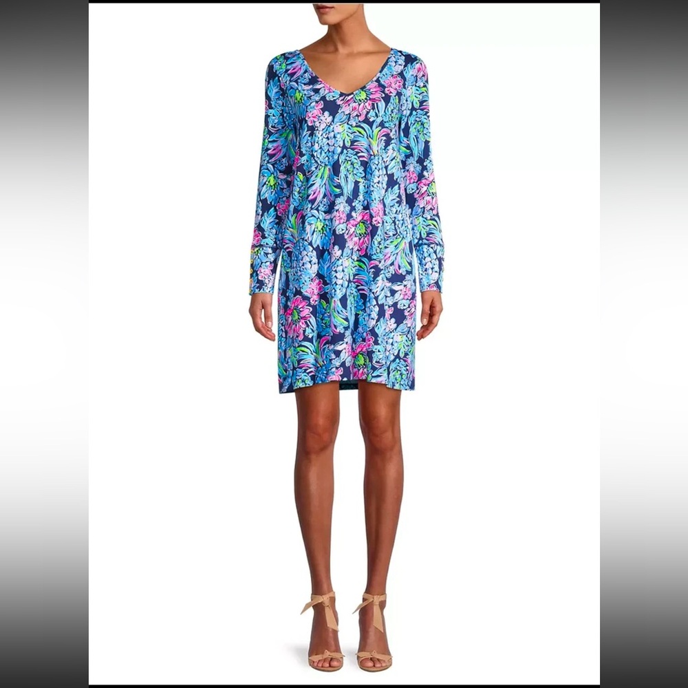 Lilly Pulitzer- Kaisley Dual-Neck, High Tide Navy, Pineapple Paradise Dress XS